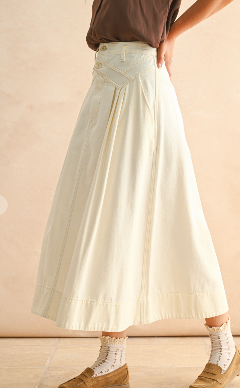 Mini Pleat Detailed Midi Skirt