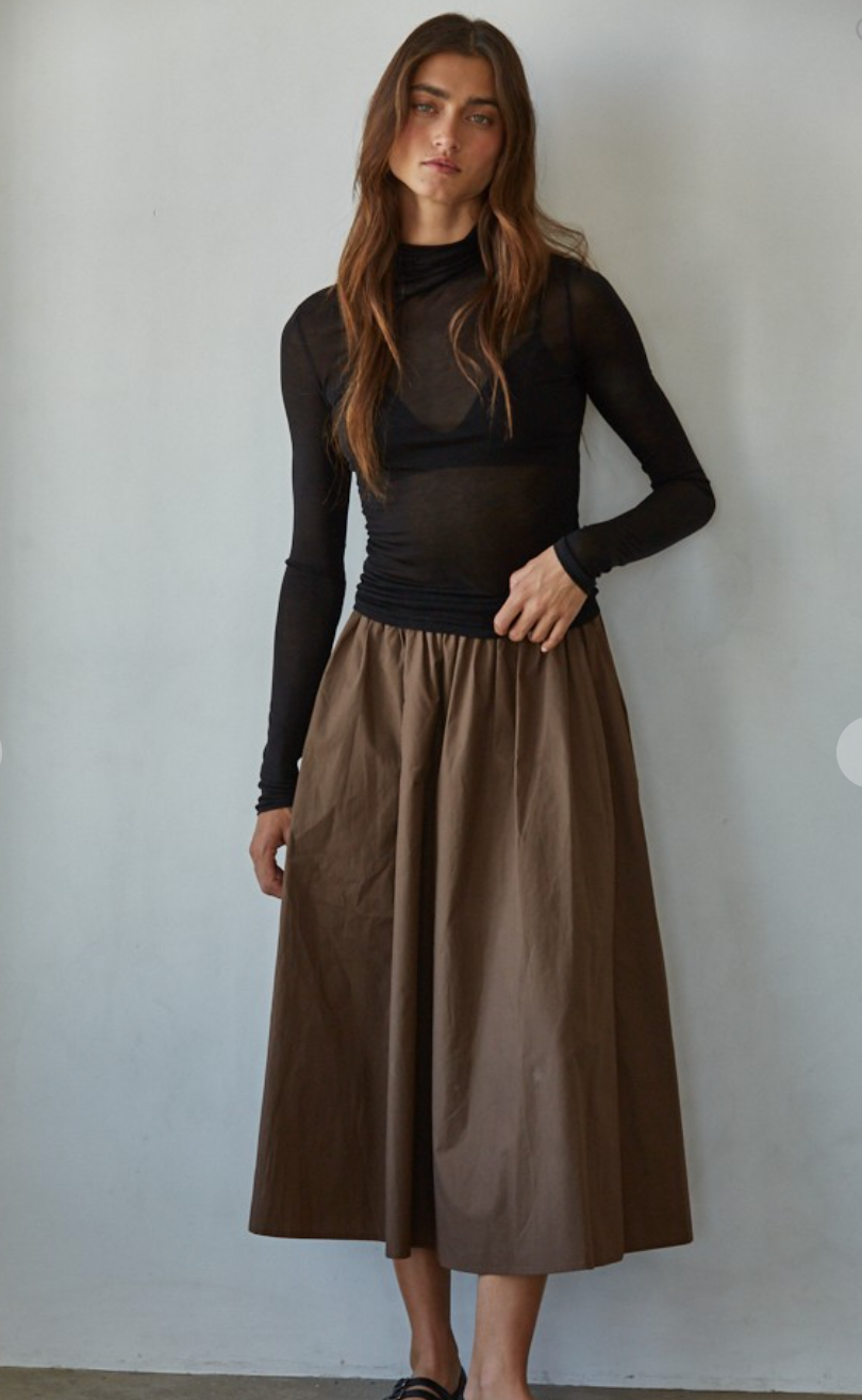 Sheer Turtleneck Long Sleeve Top