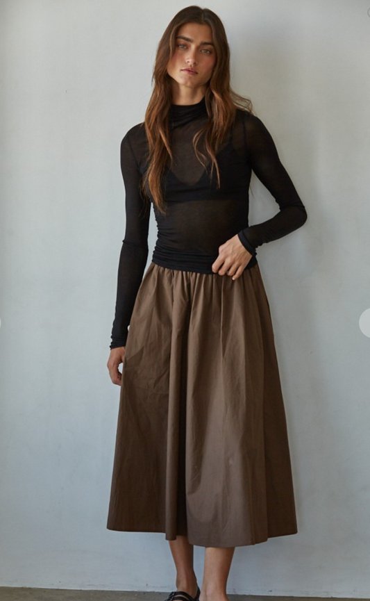 Sheer Turtleneck Long Sleeve Top