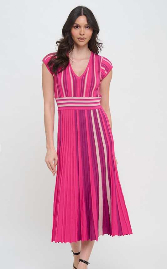 Stripe Knit Midi Dress
