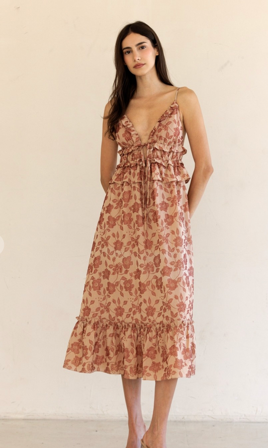 Floral Ruffle Midi Dress