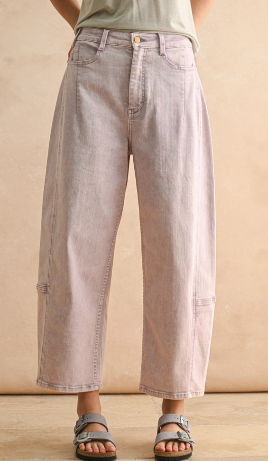 Pop Color Barrel Jeans
