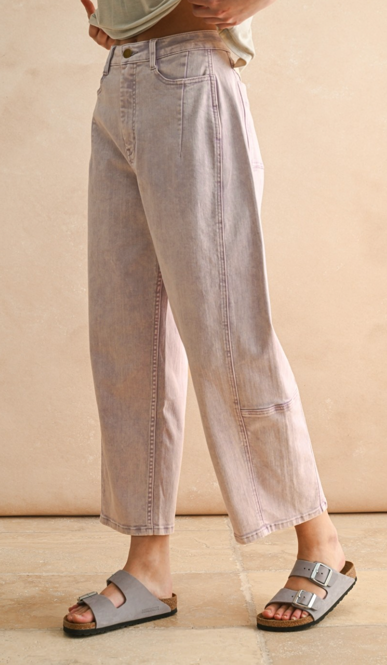 Pop Color Barrel Jeans