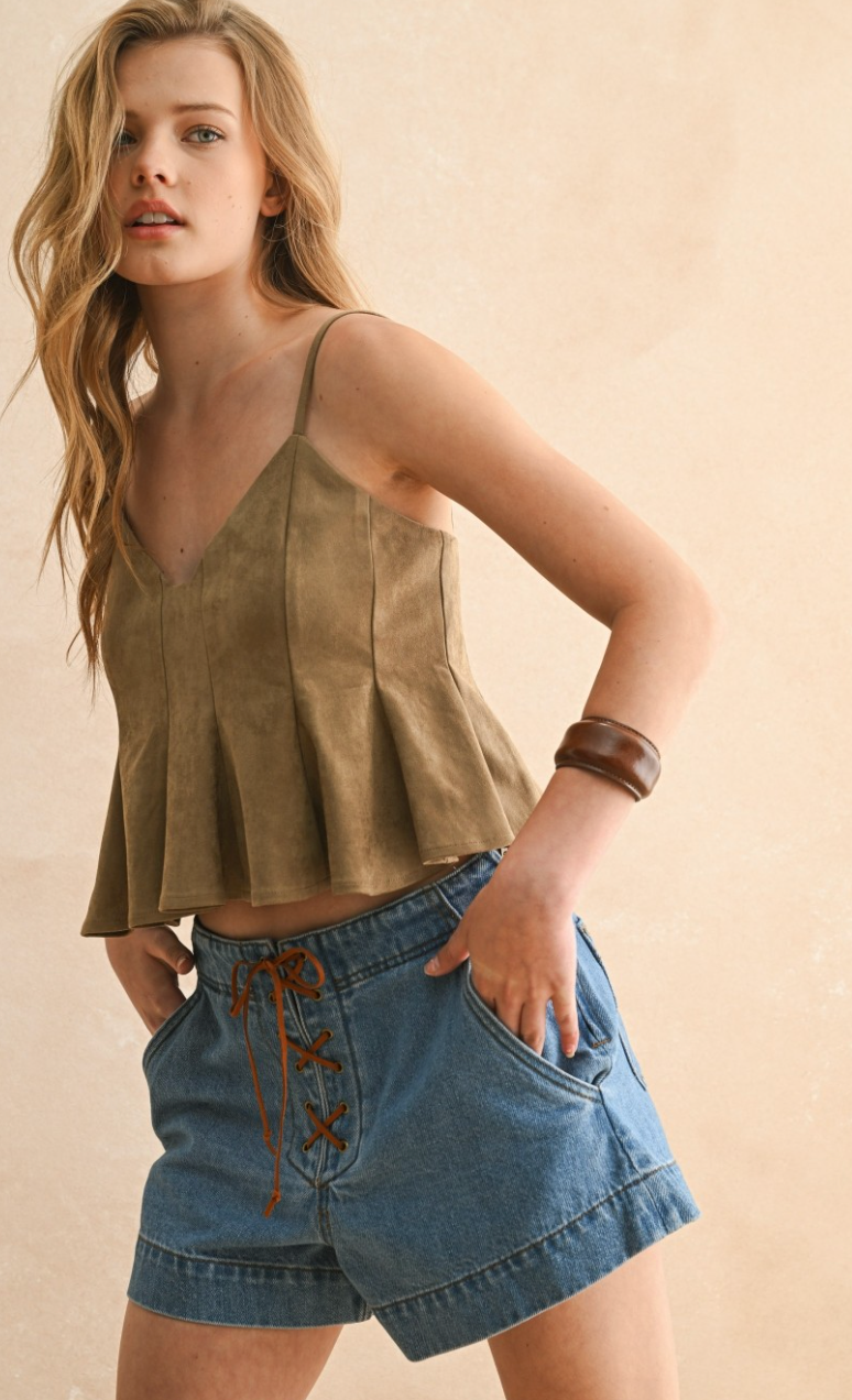 Suede Babydoll Tank Top