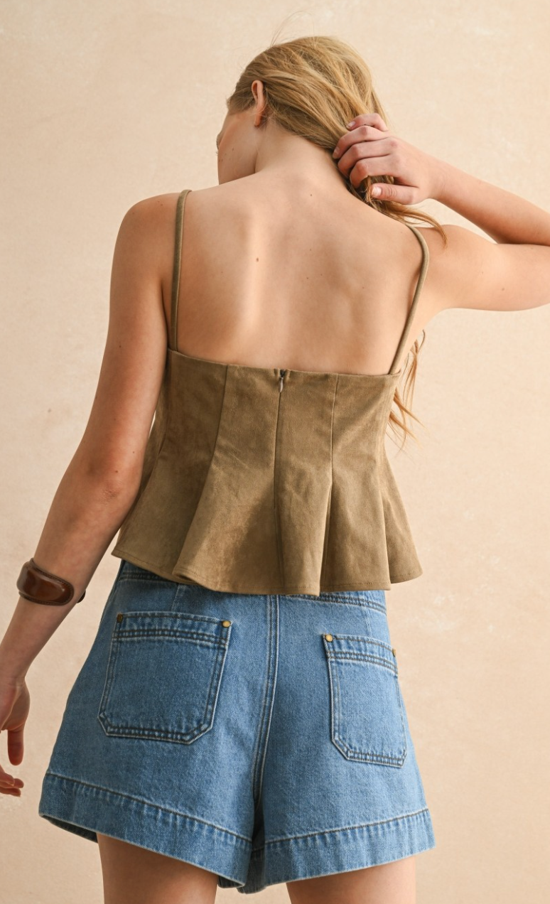 Suede Babydoll Tank Top