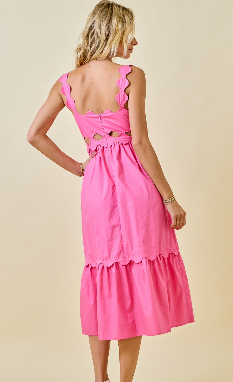 Scallop Cut Out Midi Dress