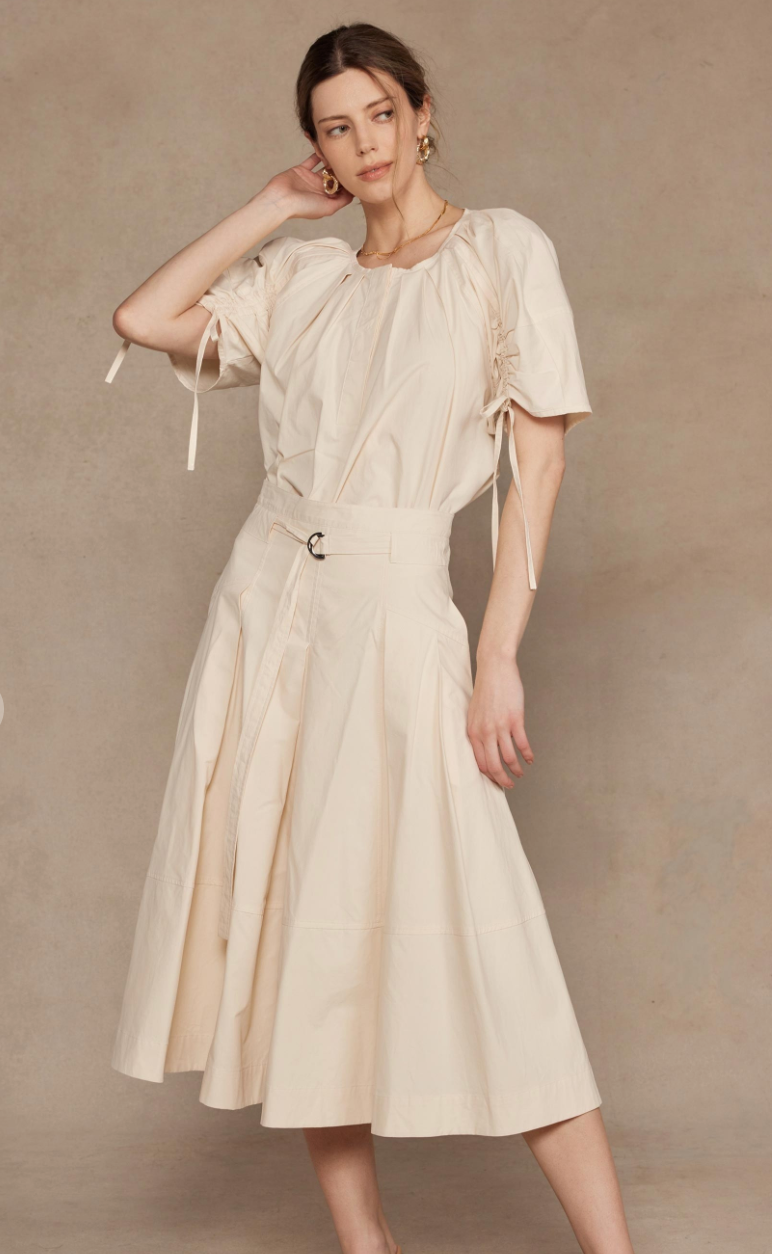 Tie Detail Pleated Top