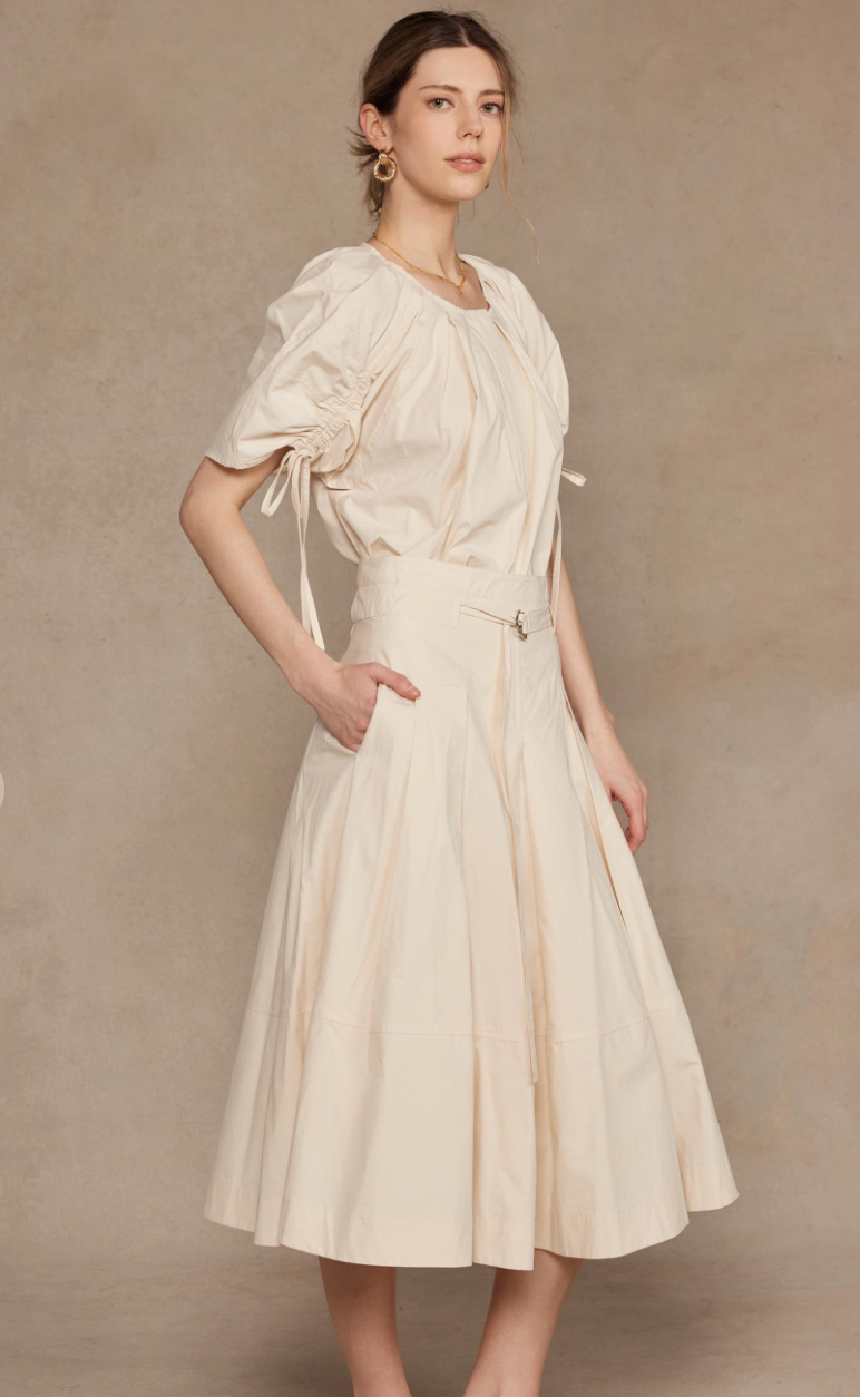 Tie Detail Pleated Top