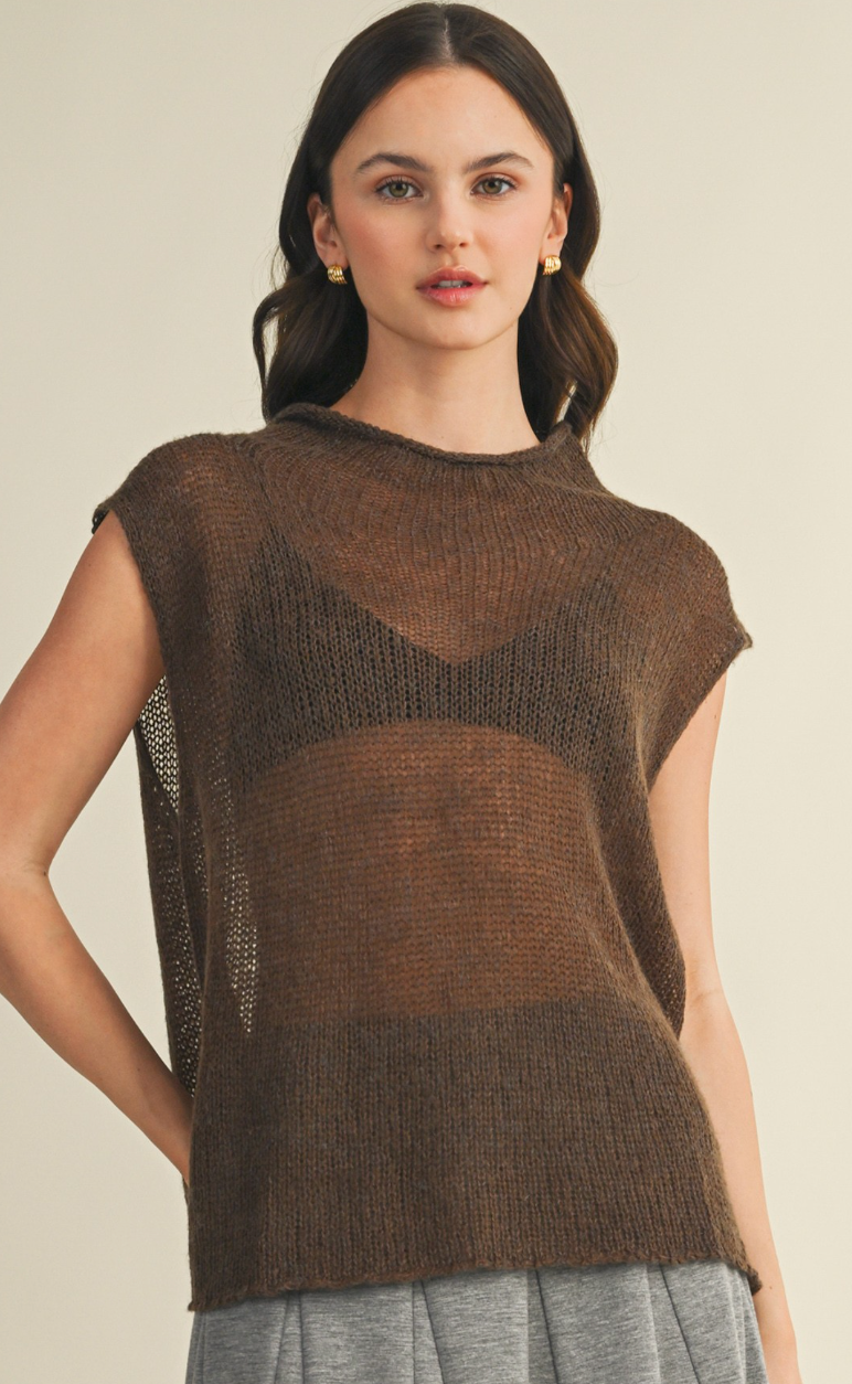 High Neck Sleeveless Sweater