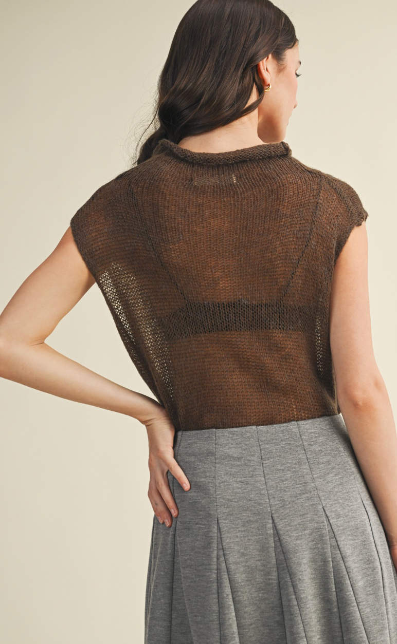 High Neck Sleeveless Sweater