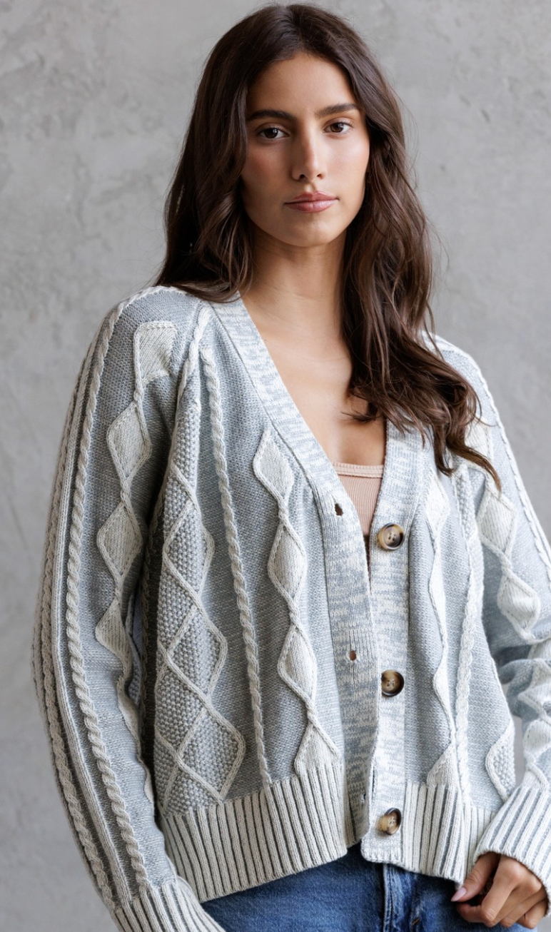 Cable Knit Button Up Cardigan