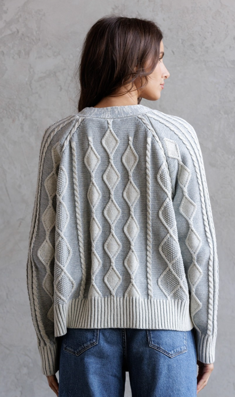 Cable Knit Button Up Cardigan