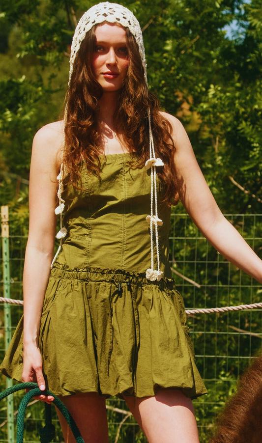 Strapless Bubble Hem Cargo Dress