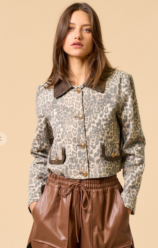 Leopard Button Down Jacket