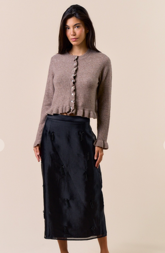 Ruffle Button Down Cardigan