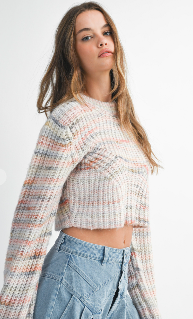 Multi Stripe Knit Crop Sweater