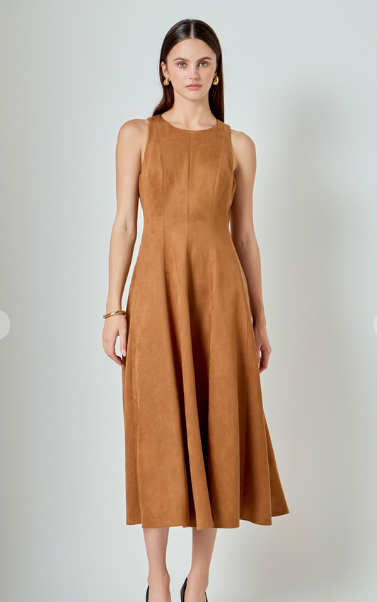 Faux Suede Midi Dress