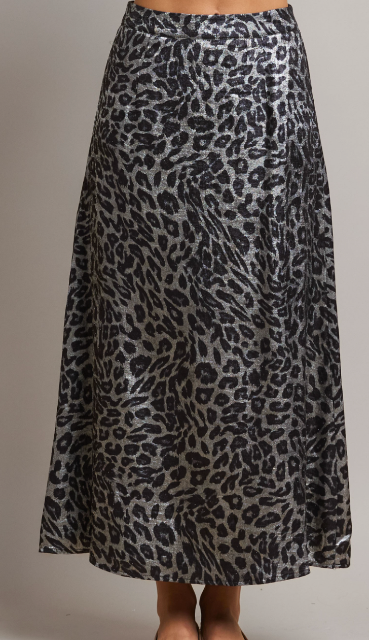 Leopard Satin Skirt
