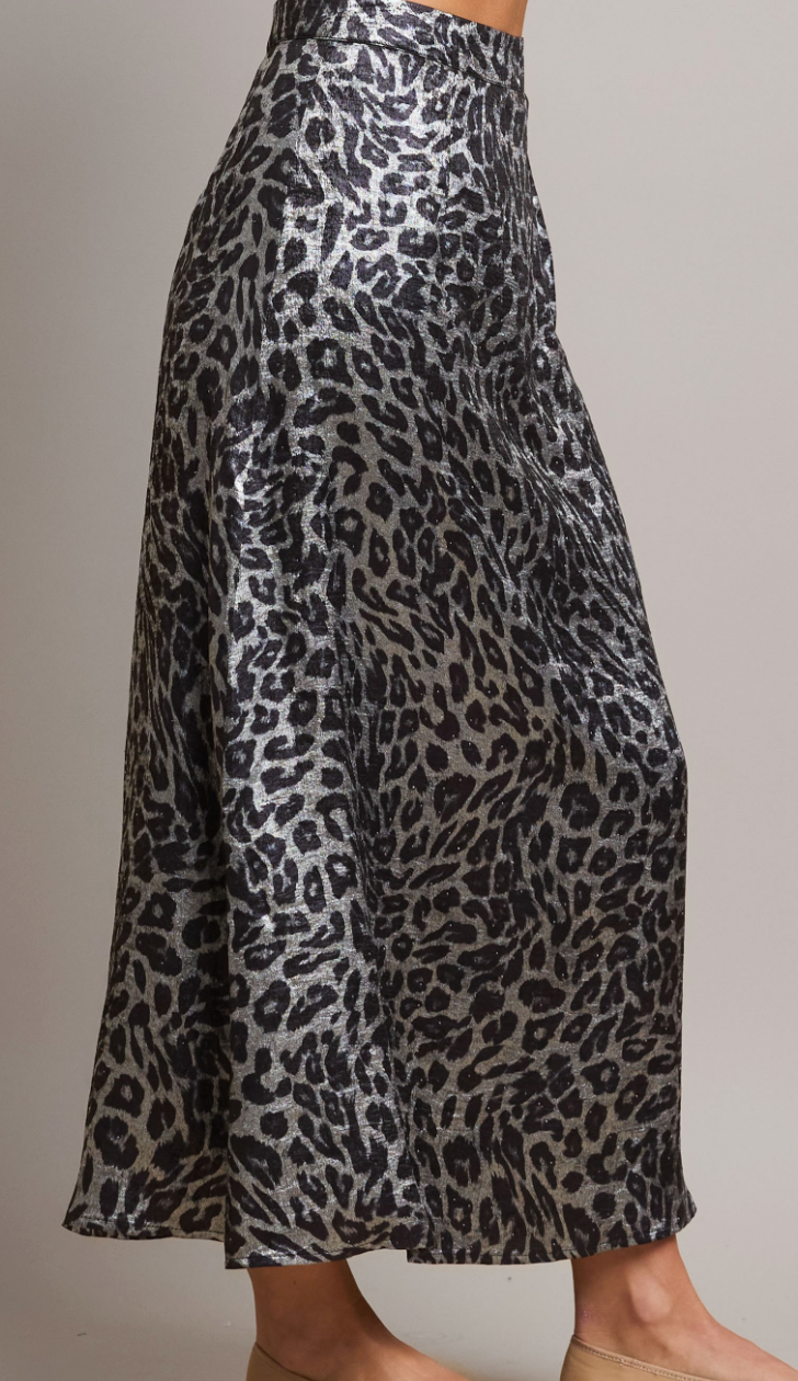Leopard Satin Skirt
