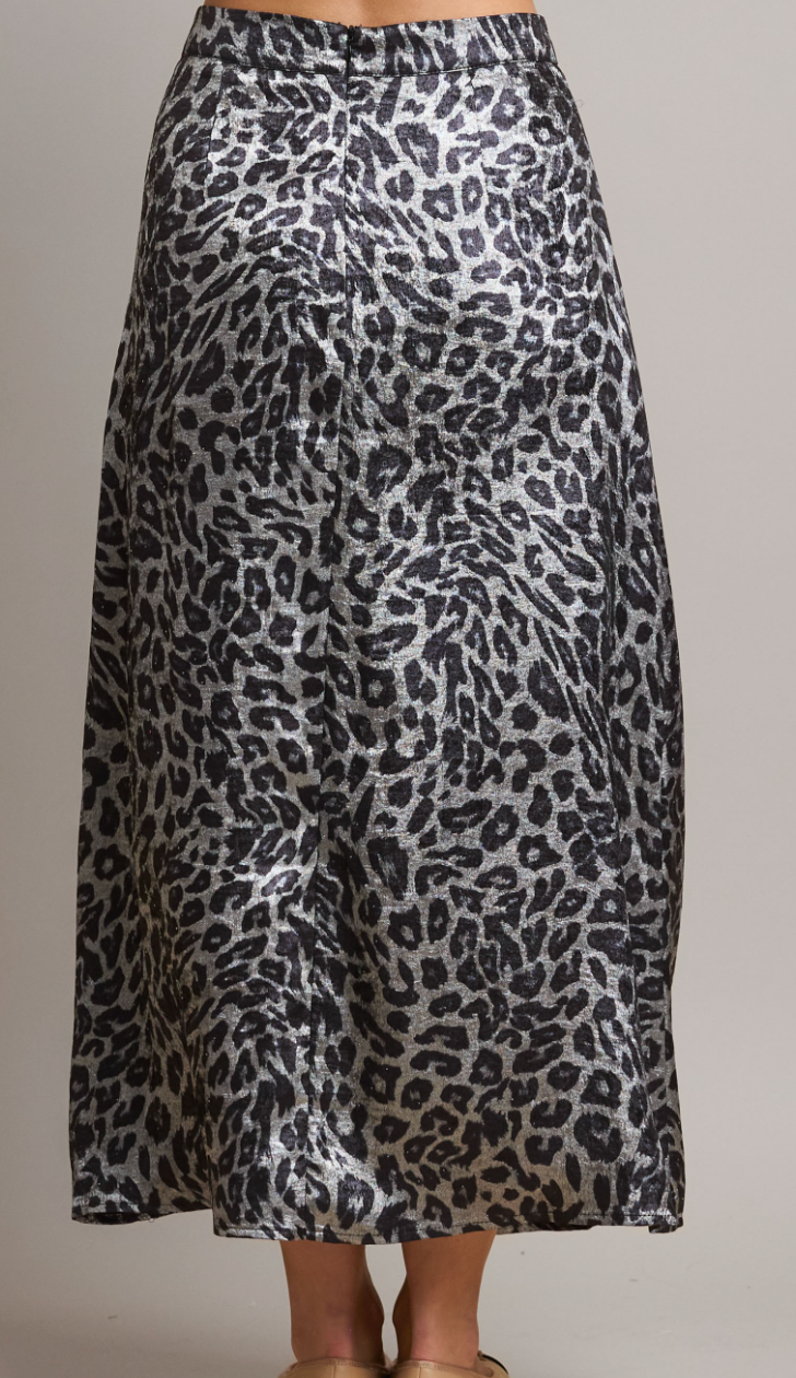 Leopard Satin Skirt