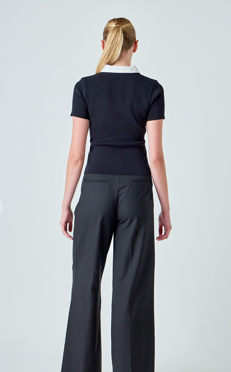 Jewel Buttoned Collared Top