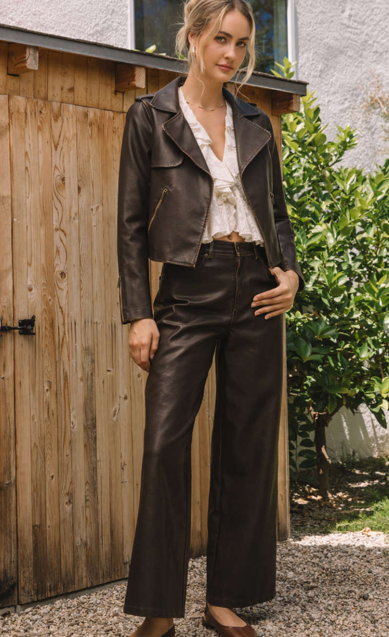 Distressed Leather Pants