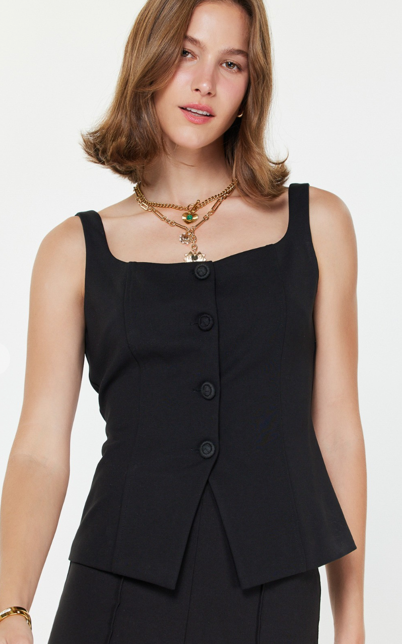 Ponte Button Up Vest