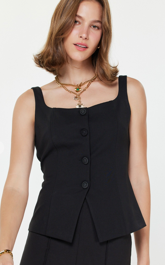 Ponte Button Up Vest
