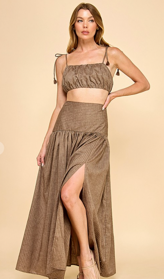 Cropped Tie Shoulder Top