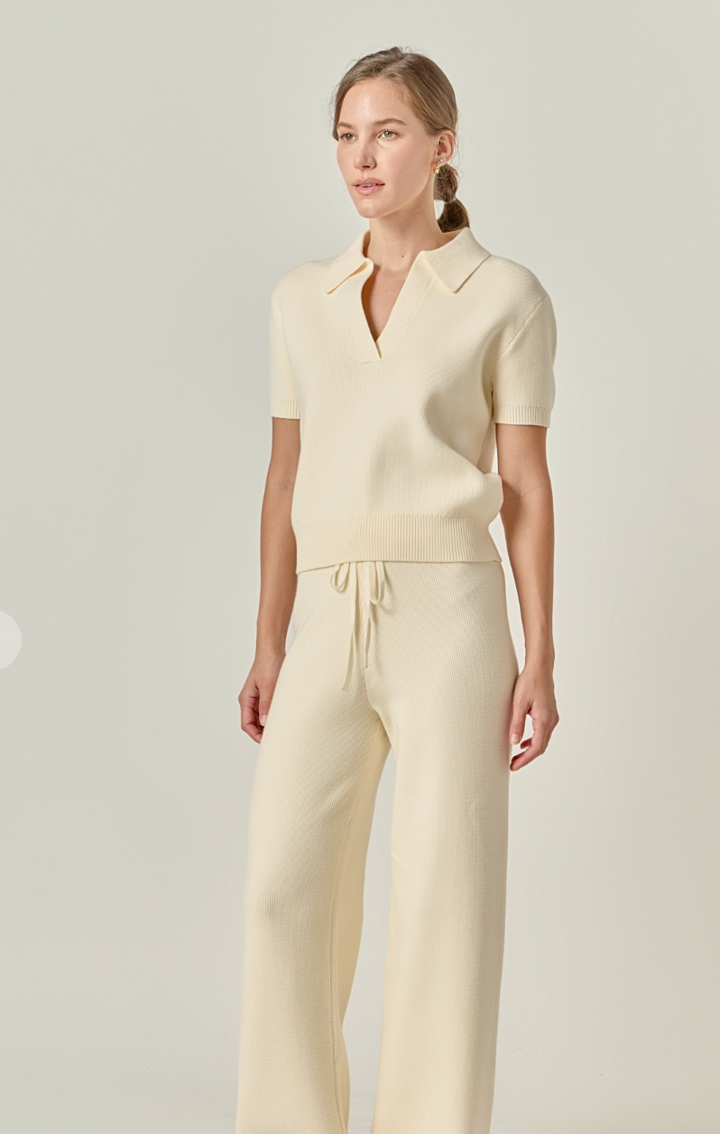 Polo Knit Short Sleeve Top
