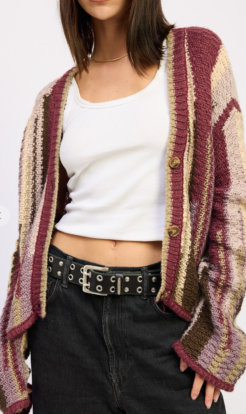 Color Mixed Cardigan Top