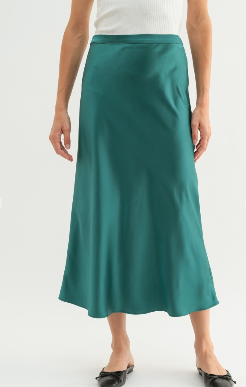 Basic Satin Midi Skirt