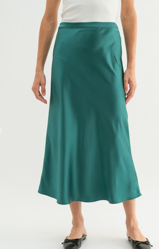 Basic Satin Midi Skirt