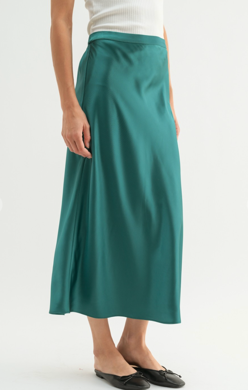 Basic Satin Midi Skirt