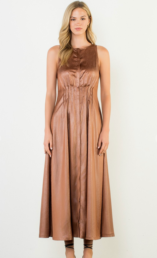 Pleated Sleeveless Maxi Dress