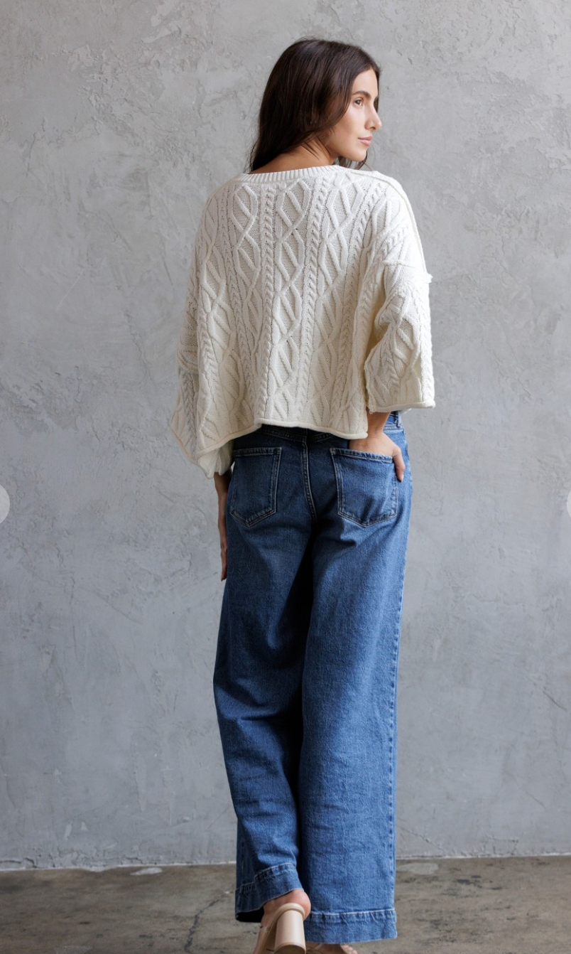 Cable Knit Cropped Sweater