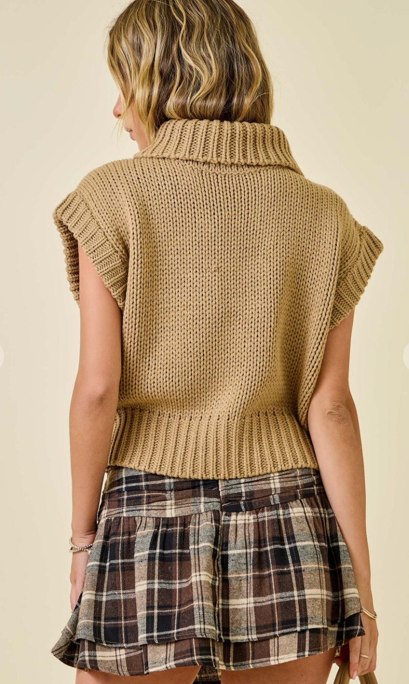 Sleeveless Cropped Turtleneck Sweater