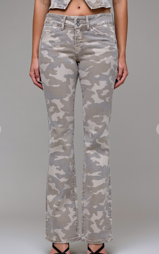 Camo Low Rise Bootcut Jeans