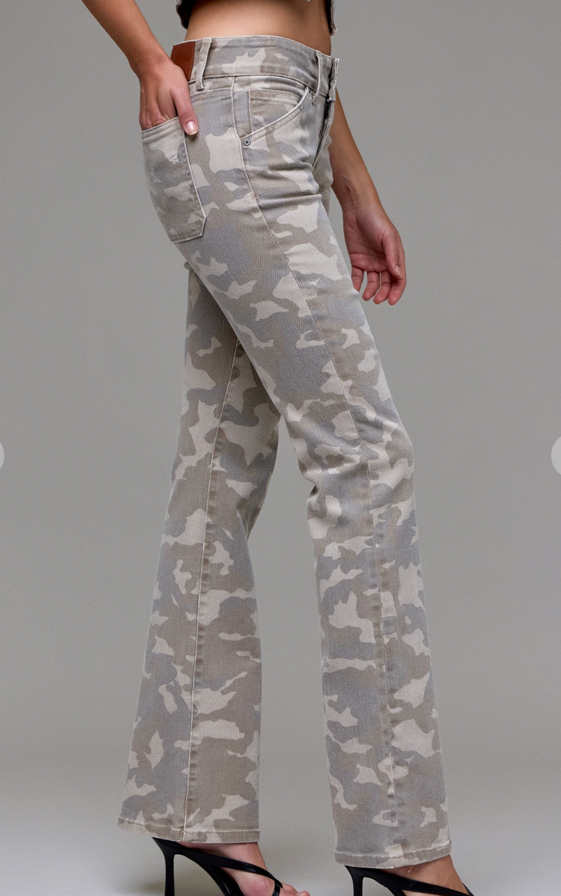 Camo Low Rise Bootcut Jeans