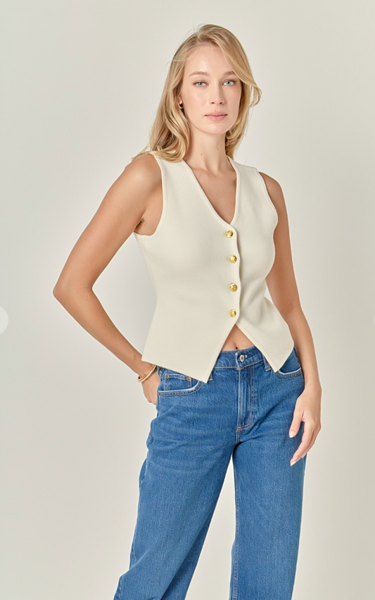 Gold Button Knit Vest