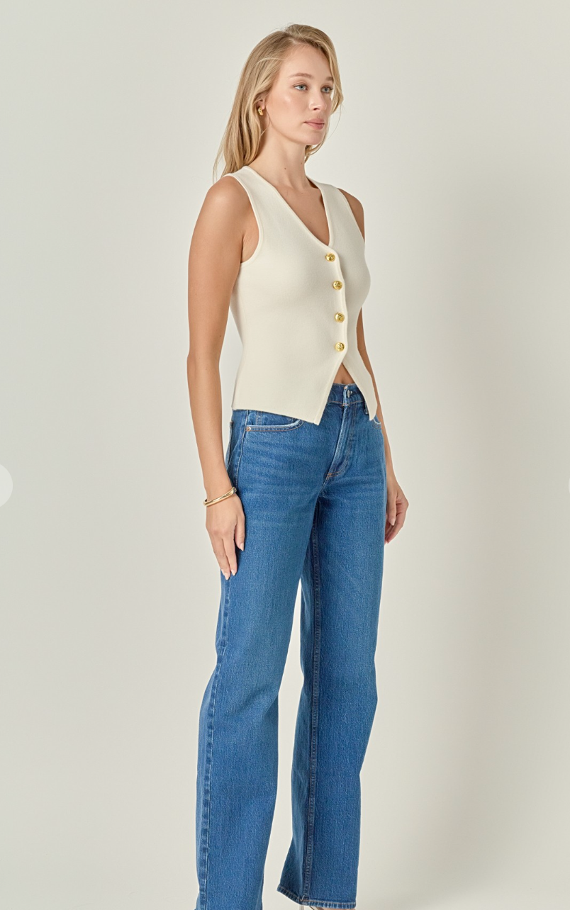 Gold Button Knit Vest