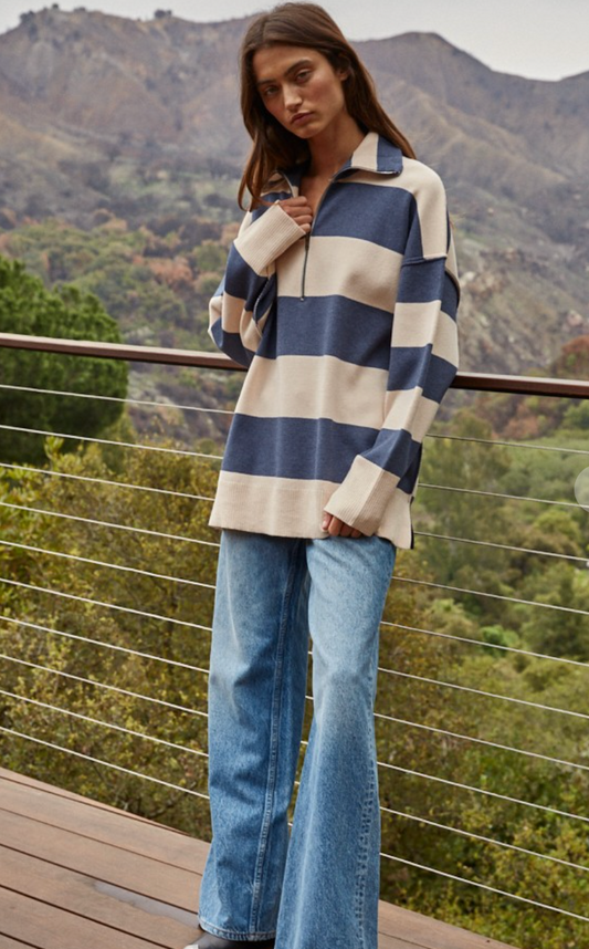 Fontaine Half Zip Striped Pullover