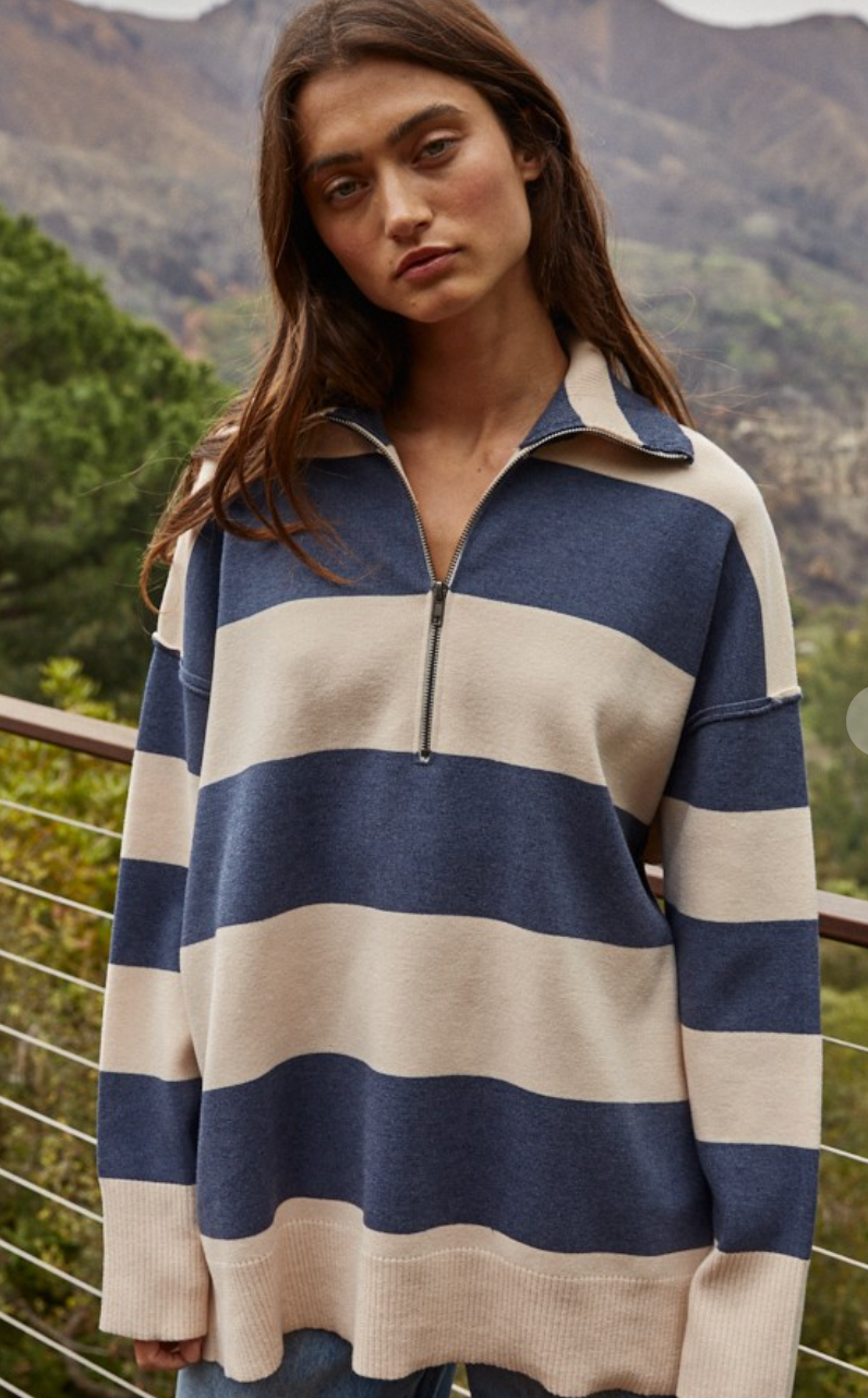 Fontaine Half Zip Striped Pullover