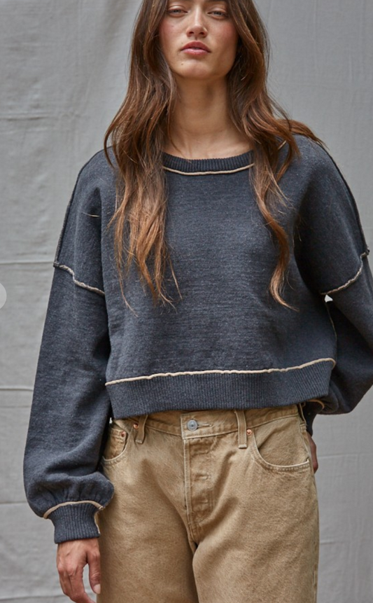 Marina Contrast Seam Pullover