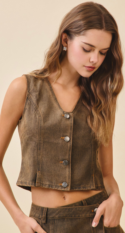 Paneled Cropped Vest
