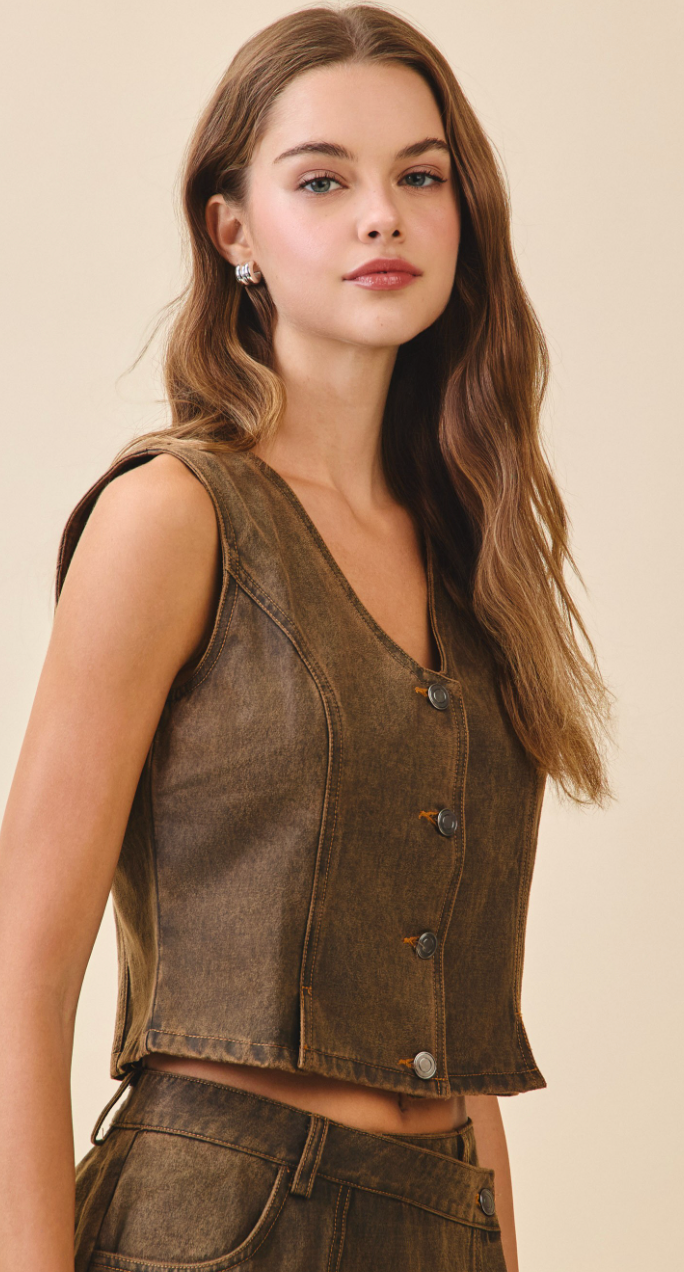 Paneled Cropped Vest