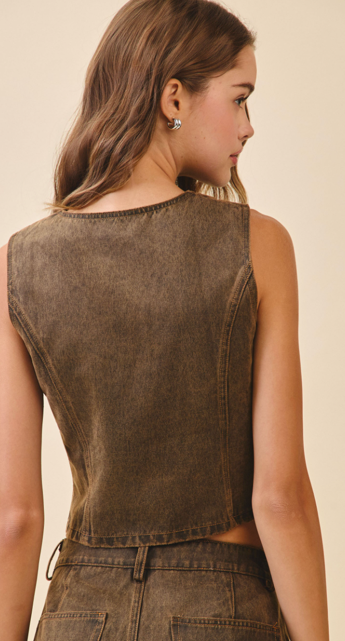 Paneled Cropped Vest