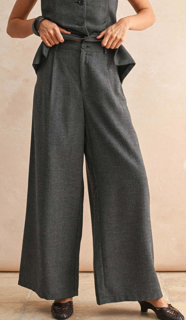Herringbone Wide Leg Trousers