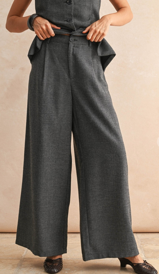 Herringbone Wide Leg Trousers