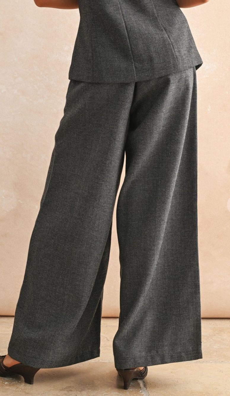 Herringbone Wide Leg Trousers